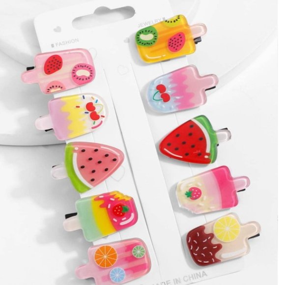 Accessories - ⭐️ FREE Popsicle Ice Cream Icecream Fruit Chocolate Cold Summer Hair Clips Set